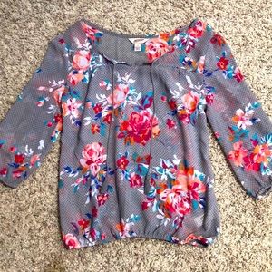 Gray floral blouse